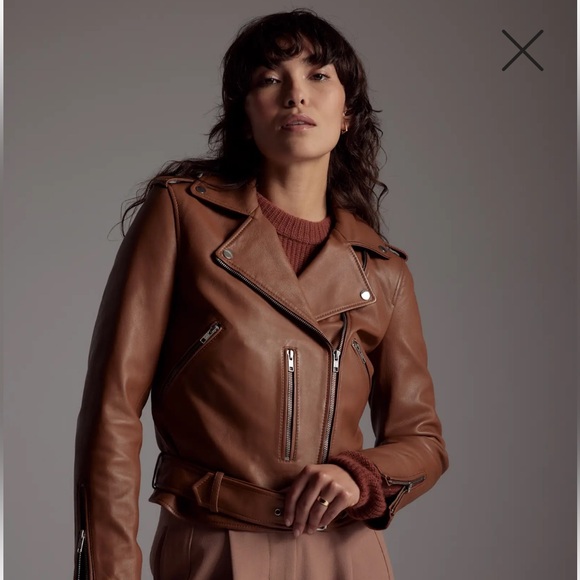 Quince 100% Leather Motorcycle Jacket – Cognac – Size Large - Picture 3 of 6